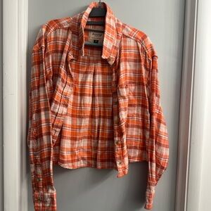 American Eagle Outfitters Vibrant Orange Plaid Shirt